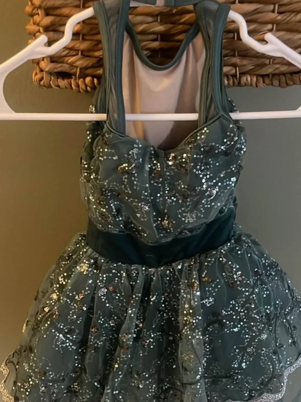 Weissman Olive Green Sequin Lace Tulle Dance Costume